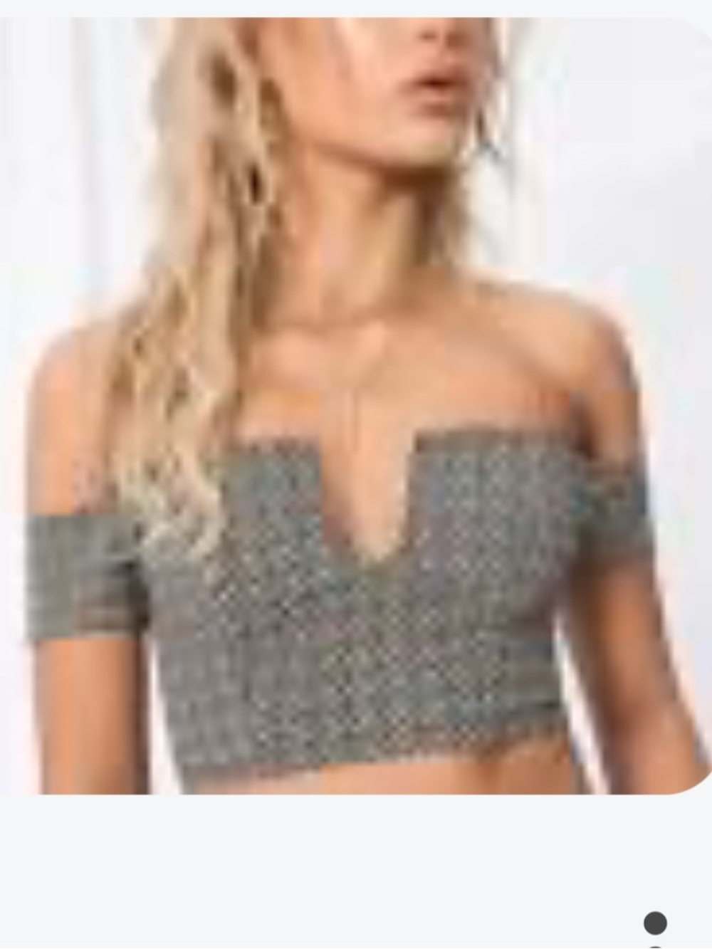 Free People  Printed Off-Shoulder Crop Top. Black Combo Size Med. NWT